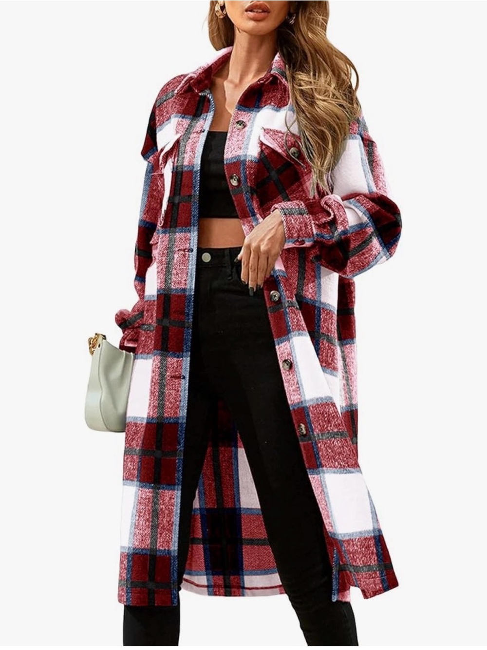 Red & White Plaid Flannel Jacket/Shacket | Sz XL